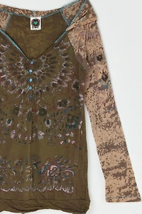 Vintage Y2k Semi-Sheer Printed Hoodie Top