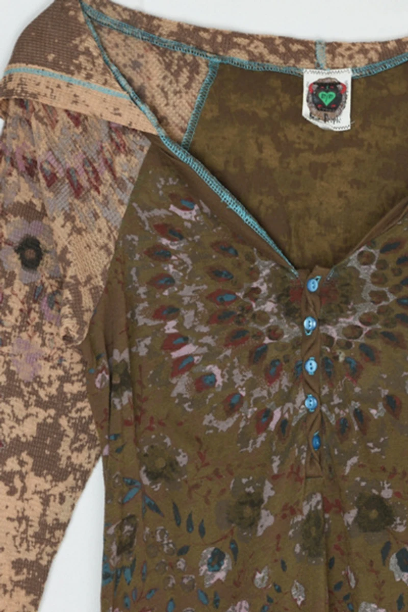 Vintage Y2k Semi-Sheer Printed Hoodie Top