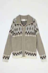 Vintage 1960s London Fog Fair Isle Zip-Up Sweater