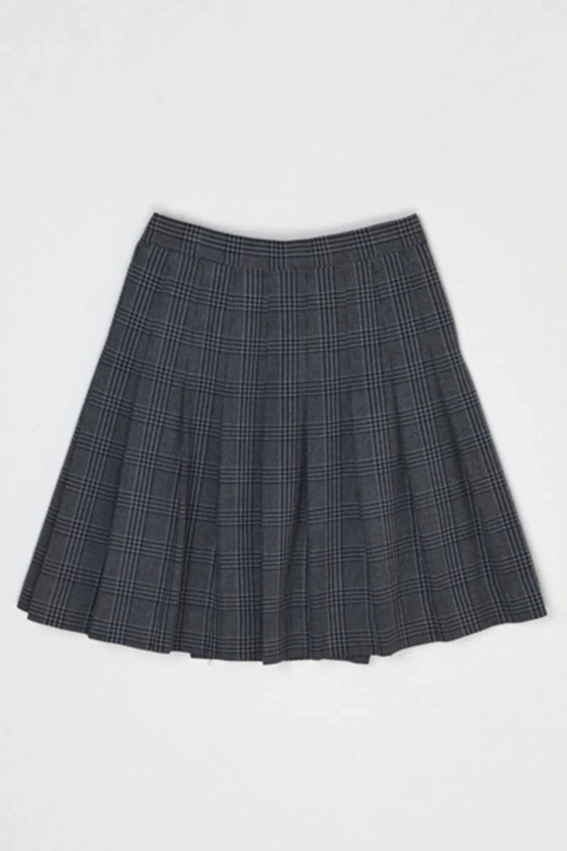 Vintage 90s Dark Grey & Navy Pleated Wrap Mini Skirt