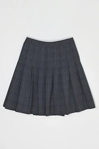 Vintage 90s Dark Grey & Navy Pleated Wrap Mini Skirt