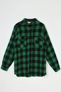 Vintage 70s Green & Black Heavy Wool Flannel Shirt