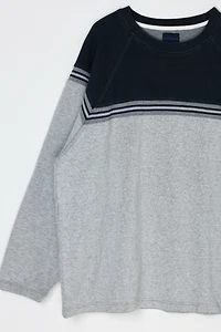 Vintage Y2k Navy & Grey Striped Sweatshirt