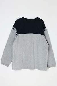 Vintage Y2k Navy & Grey Striped Sweatshirt