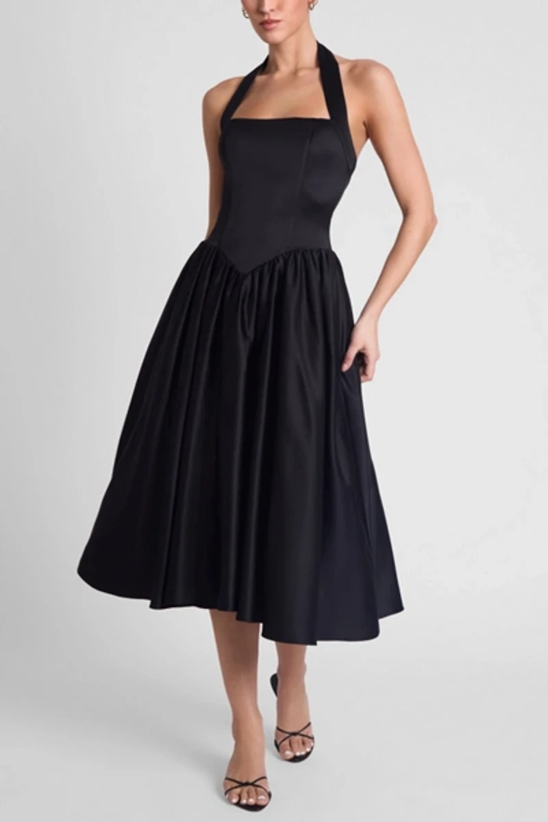 LEAU Hart Halter Corset Midi Dress