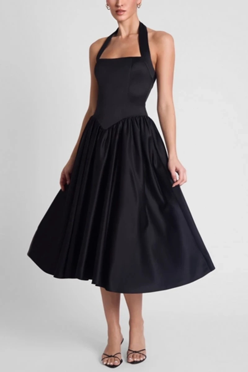 LEAU Hart Halter Corset Midi Dress