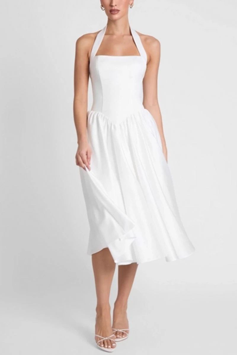 LEAU Hart Halter Corset Midi Dress