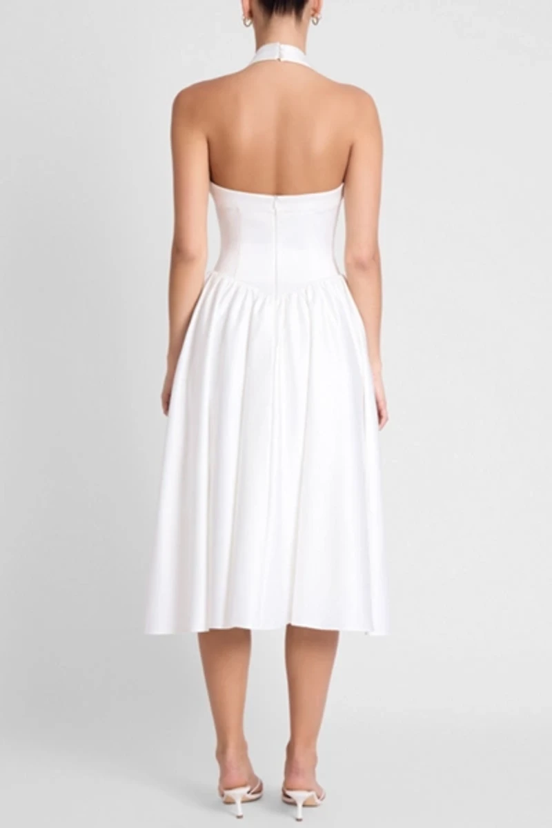 LEAU Hart Halter Corset Midi Dress