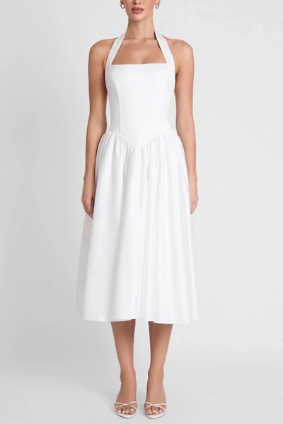 LEAU Hart Halter Corset Midi Dress