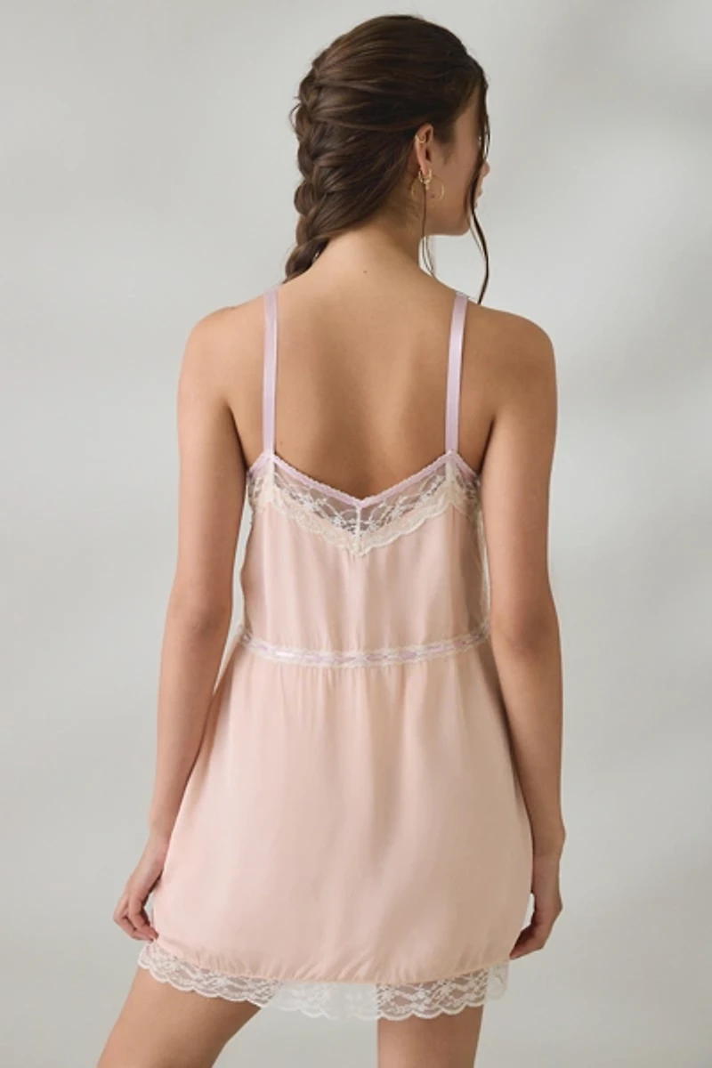 LoveShackFancy Nouvelle Embroidered Butterfly Slip Mini Dress