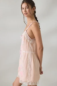 LoveShackFancy Nouvelle Embroidered Butterfly Slip Mini Dress