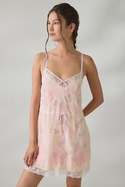 LoveShackFancy Nouvelle Embroidered Butterfly Slip Mini Dress