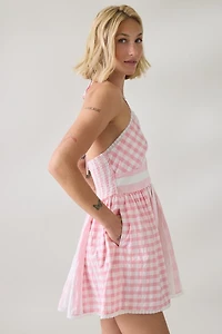 LoveShackFancy Arletta Watermelon Waves Cotton Halter Mini Dress