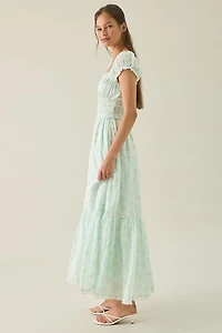 LoveShackFancy Lyssara Puff Sleeve Smocked Midi Dress