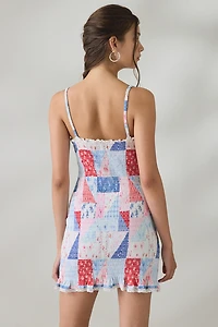 LoveShackFancy Solier Heartland Patchwork Smocked Mini Dress