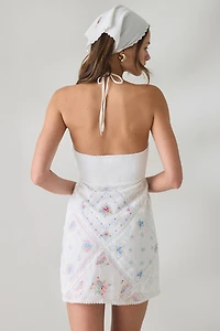 LoveShackFancy Elira Embroidered Patchwork Halter Mini Dress