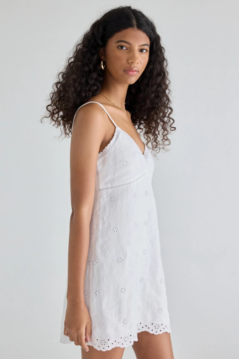 LoveShackFancy Becklyn Eyelet Lace Linen Mini Dress