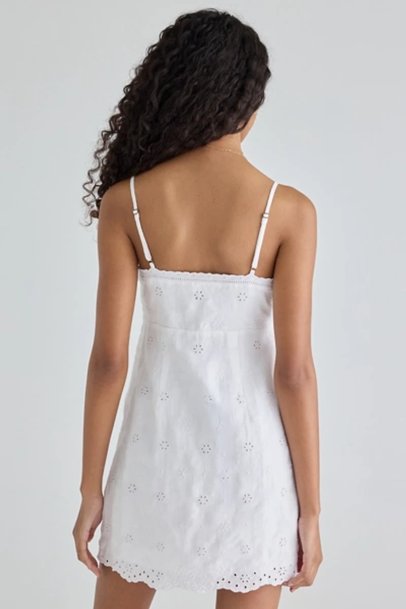 LoveShackFancy Becklyn Eyelet Lace Linen Mini Dress