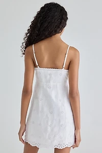LoveShackFancy Becklyn Eyelet Lace Linen Mini Dress