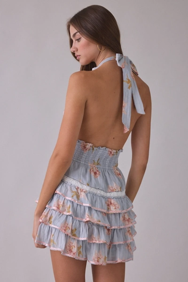 LoveShackFancy Kerch Cotton Halter Mini Dress