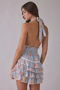 LoveShackFancy Kerch Cotton Halter Mini Dress