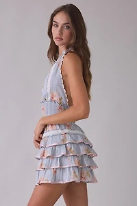 LoveShackFancy Kerch Cotton Halter Mini Dress