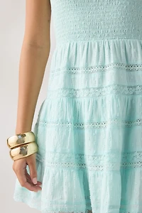 LoveShackFancy Colbera Lace Trim Smocked Mini Dress