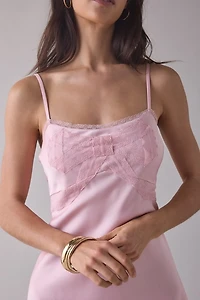 LoveShackFancy Mirelis Lace Bow Detail Crepe Mini Dress