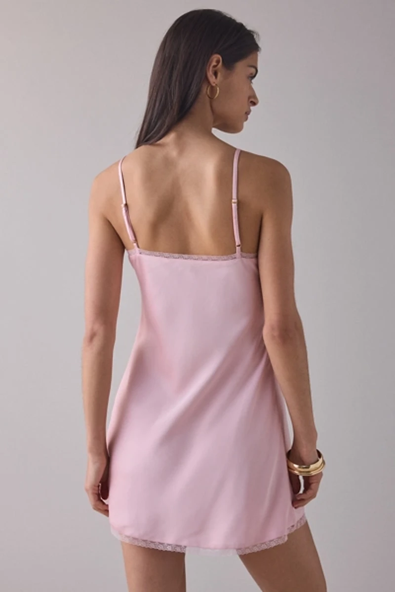 LoveShackFancy Mirelis Lace Bow Detail Crepe Mini Dress