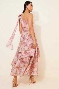 Lulu's Amara One Shoulder Tiered Maxi Dress