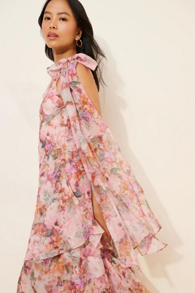 Lulu's Amara One Shoulder Tiered Maxi Dress