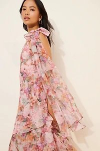 Lulu's Amara One Shoulder Tiered Maxi Dress