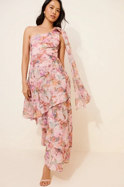 Lulu's Amara One Shoulder Tiered Maxi Dress