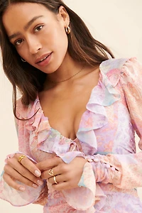 For Love & Lemons Veronica Ruffle Mini Dress