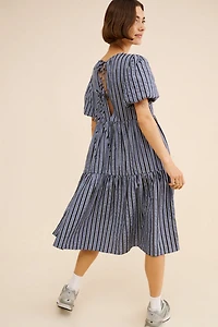 Glamorous Striped Puff Sleeve Midi Dress
