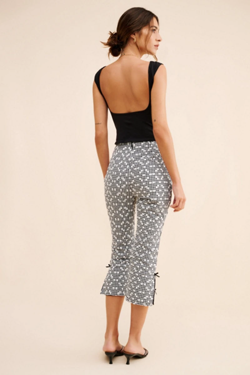 For Love & Lemons Mimi Embroidered Capri Pants