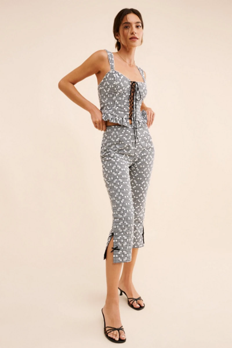 For Love & Lemons Mimi Embroidered Capri Pants