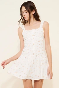 Dizzy Lizzy Floral Drop Waist Mini Dress