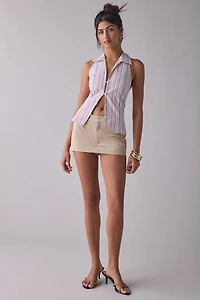 Party Girl Cotton-Blend Button Down Sleeveless Shirt