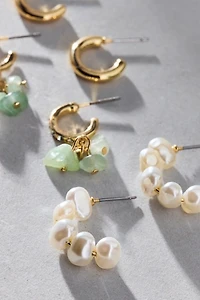 Seafoam Pearl Hoop Earrings Set
