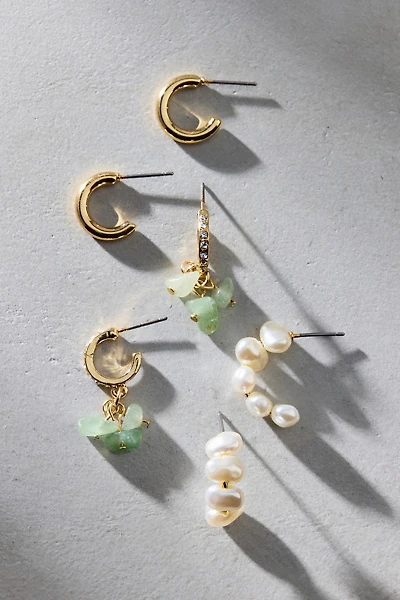 Seafoam Pearl Hoop Earrings Set