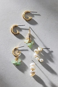Seafoam Pearl Hoop Earrings Set