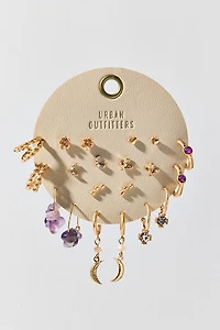Summer Moon Stone Charm Multi Earrings Set