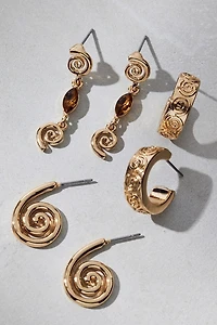 Swirl Hammered Metal Earrings Set
