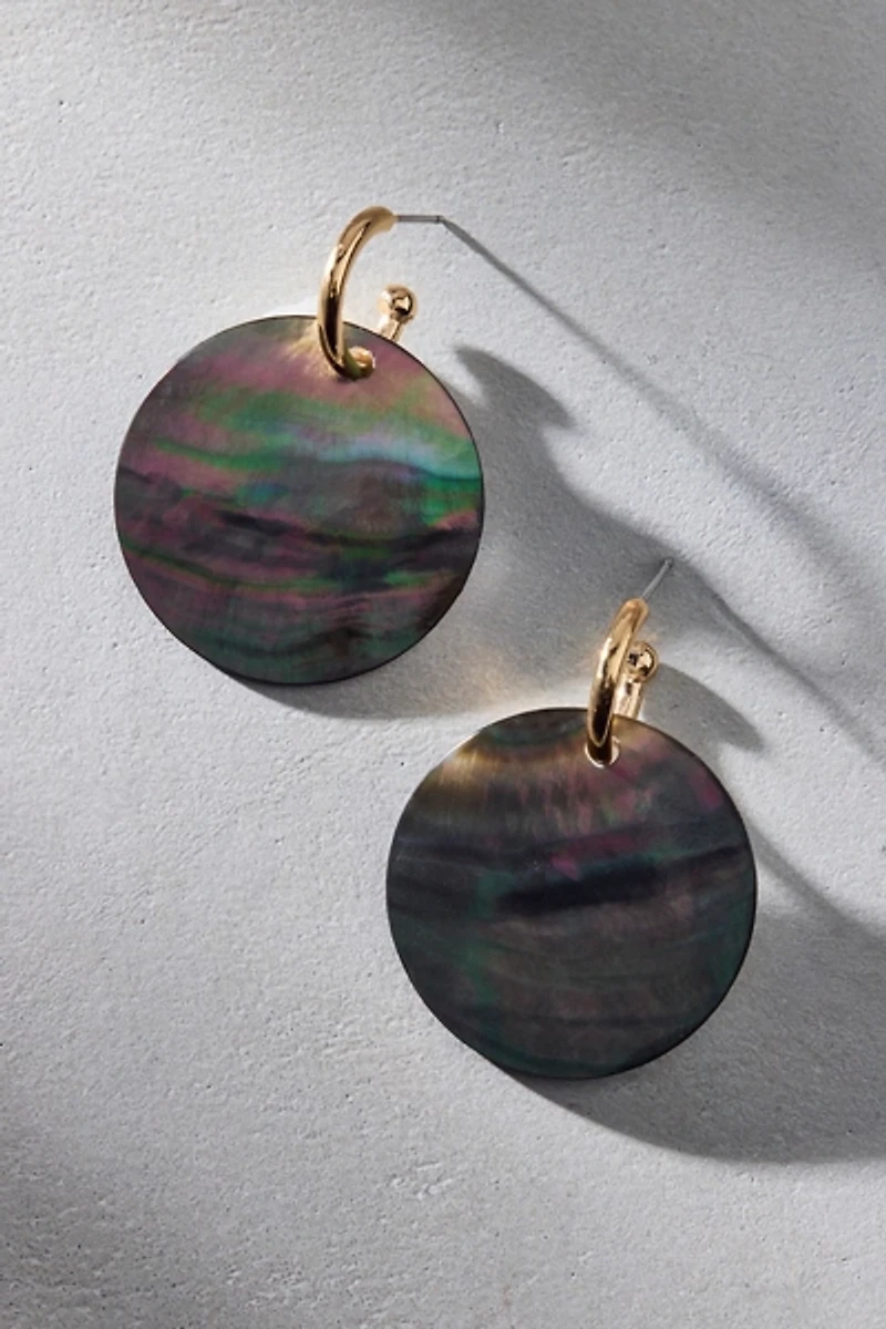 Shell Charm Hoop Earrings