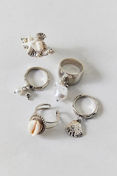 Tideline Shell & Pearl Rings Set