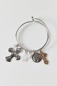Pearl & Cross Charm Bracelet