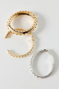 Studded Mixed Metal Bangle Bracelets Set