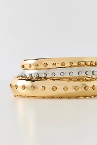 Studded Mixed Metal Bangle Bracelets Set