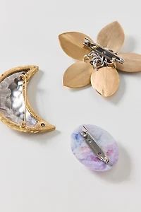 Moonflower Stone Brooch Set